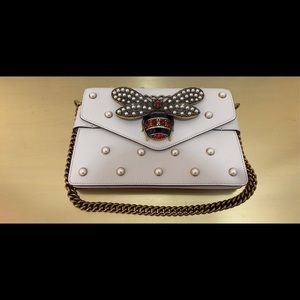 Gucci Leather Pearl Shoulder Bag